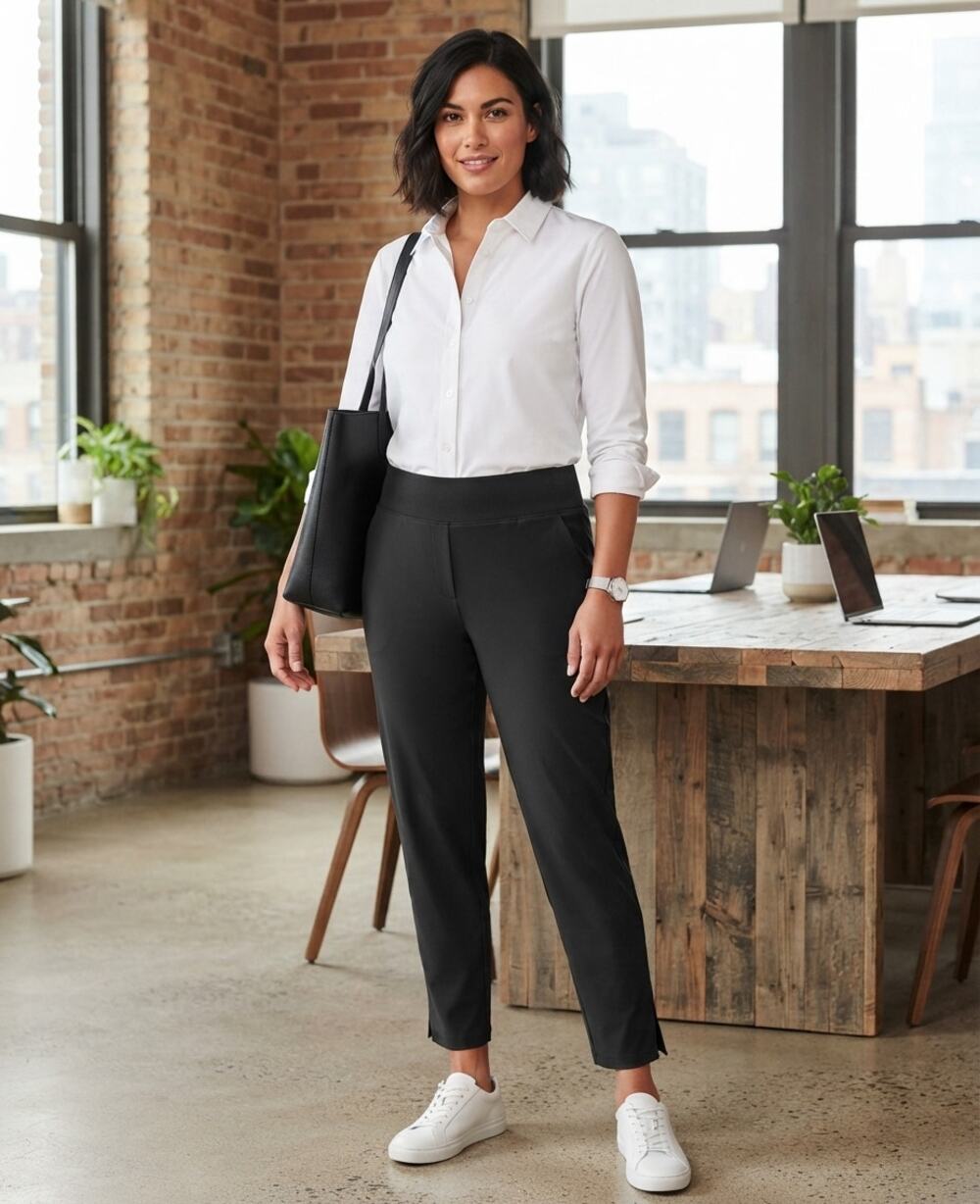 Athleta Women's Brooklyn Mid Rise Ankle Pants Black Gorpcore Travel Chic 14